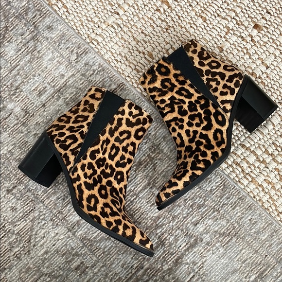 Franco Sarto Calf Hair Leopard Booties - Picture 2 of 4